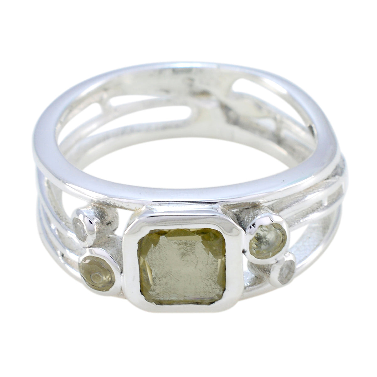 Lemon Quartz Penta Indian Sterling Silver Yellow Gemstones Minimal Cultural Ring Jewellery Huvudsaklig produktbild