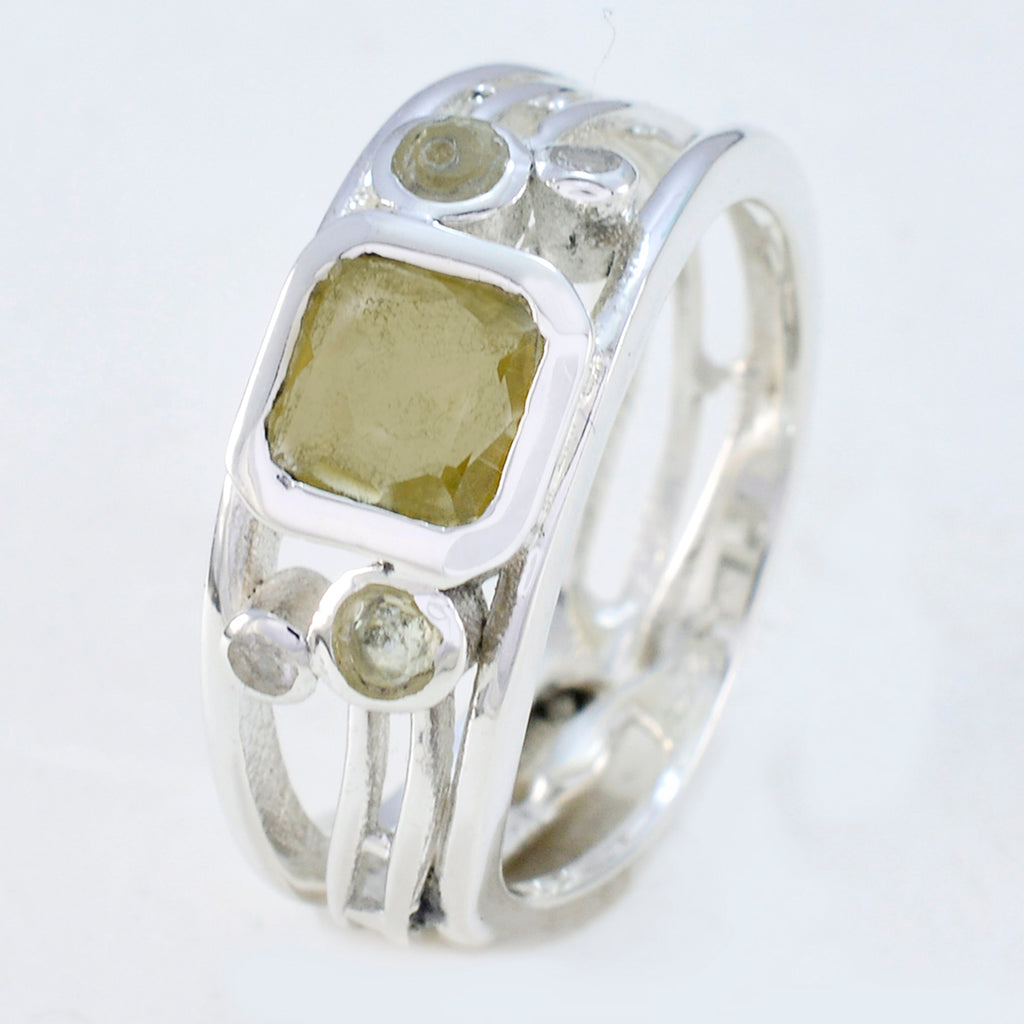 Lemon Quartz Penta Indian Sterling Silver Yellow Gemstones Minimal Cultural Ring Jewellery
