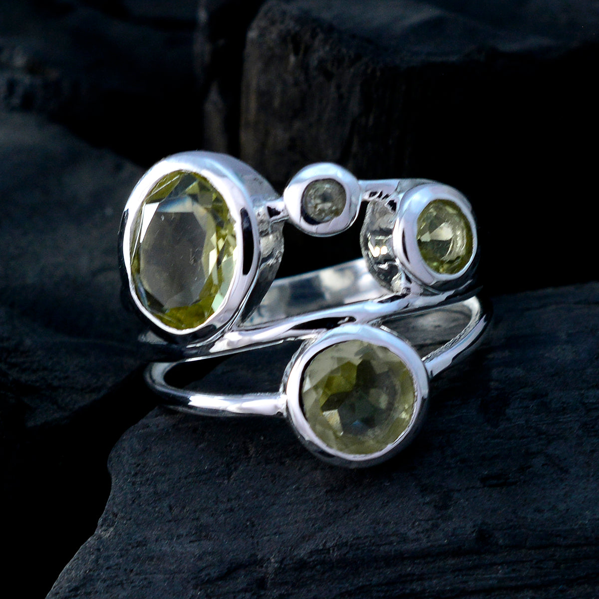 Lemon Quartz quarter German 92.5 Silver Yellow Gemstones Minimal Sophisticated Ring Jewelry