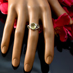 Lemon Quartz Trilogy African Silver Yellow Gemstone Slim Romantic Ring Jewelry