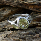 Lemon Quartz Trilogy African Silver Yellow Gemstone Slim Romantic Ring Jewelry