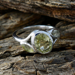 Lemon Quartz Trilogy African Silver Yellow Gemstone Slim Romantic Ring Jewelry