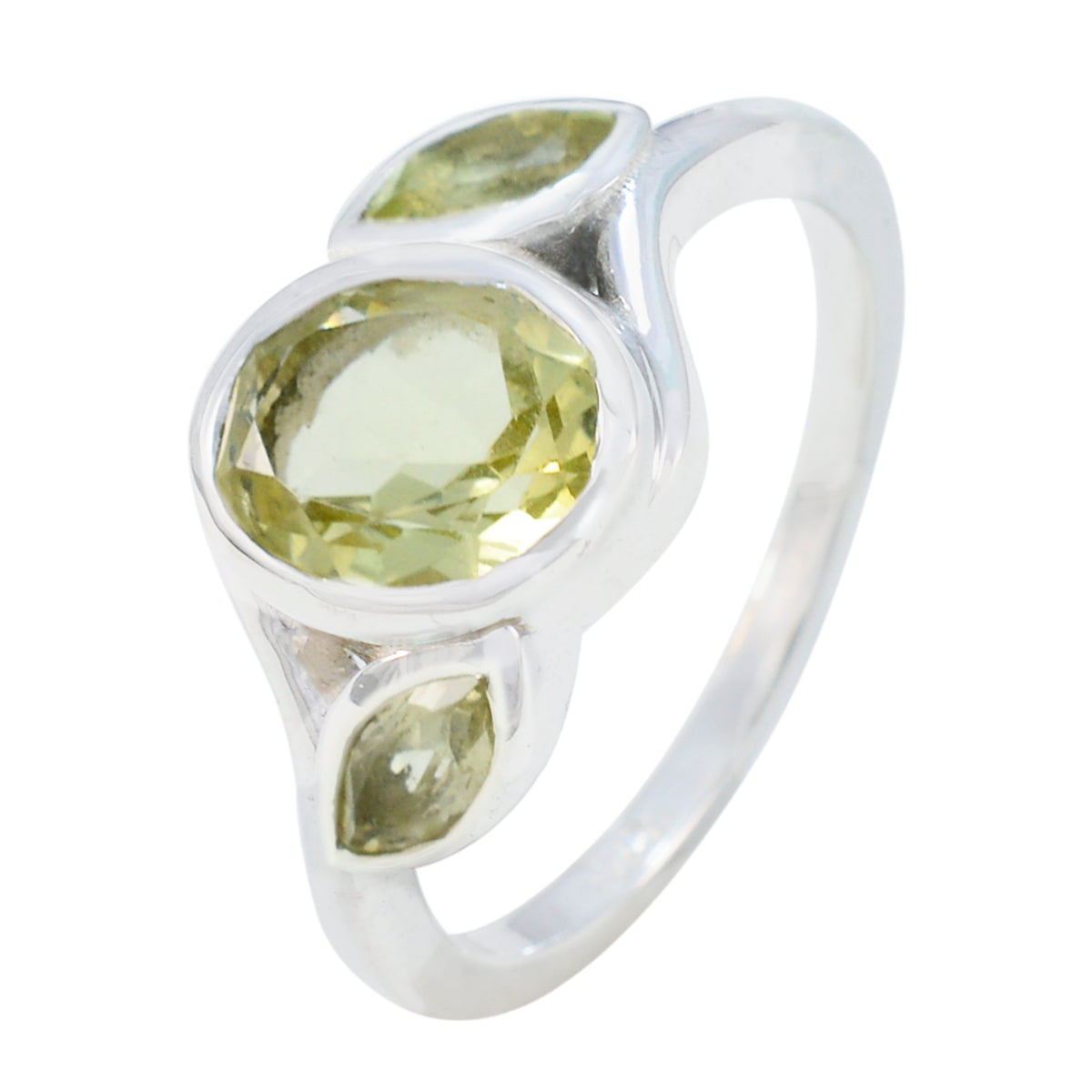 Lemon Quartz Trilogy African Silver Yellow Gemstone Slim Romantic Ring Jewelry Второстепенное изображение товара