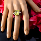 Lemon Quartz Trilogy German 92.5 Silver Yellow Gemstones Classic Glamorous Ring Jewellery
