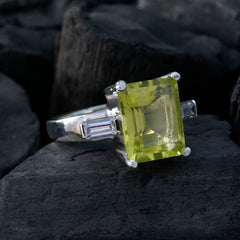 Lemon Quartz Trilogy German 92.5 Silver Yellow Gemstones Classic Glamorous Ring Jewellery