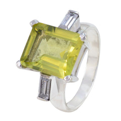 Lemon Quartz Trilogy German 92.5 Silver Yellow Gemstones Classic Glamorous Ring Jewellery