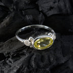 Lemon Quartz Trilogy Japanese 92.5 Silver Yellow Gemstone Whisper thin Boho Ring Jewelry