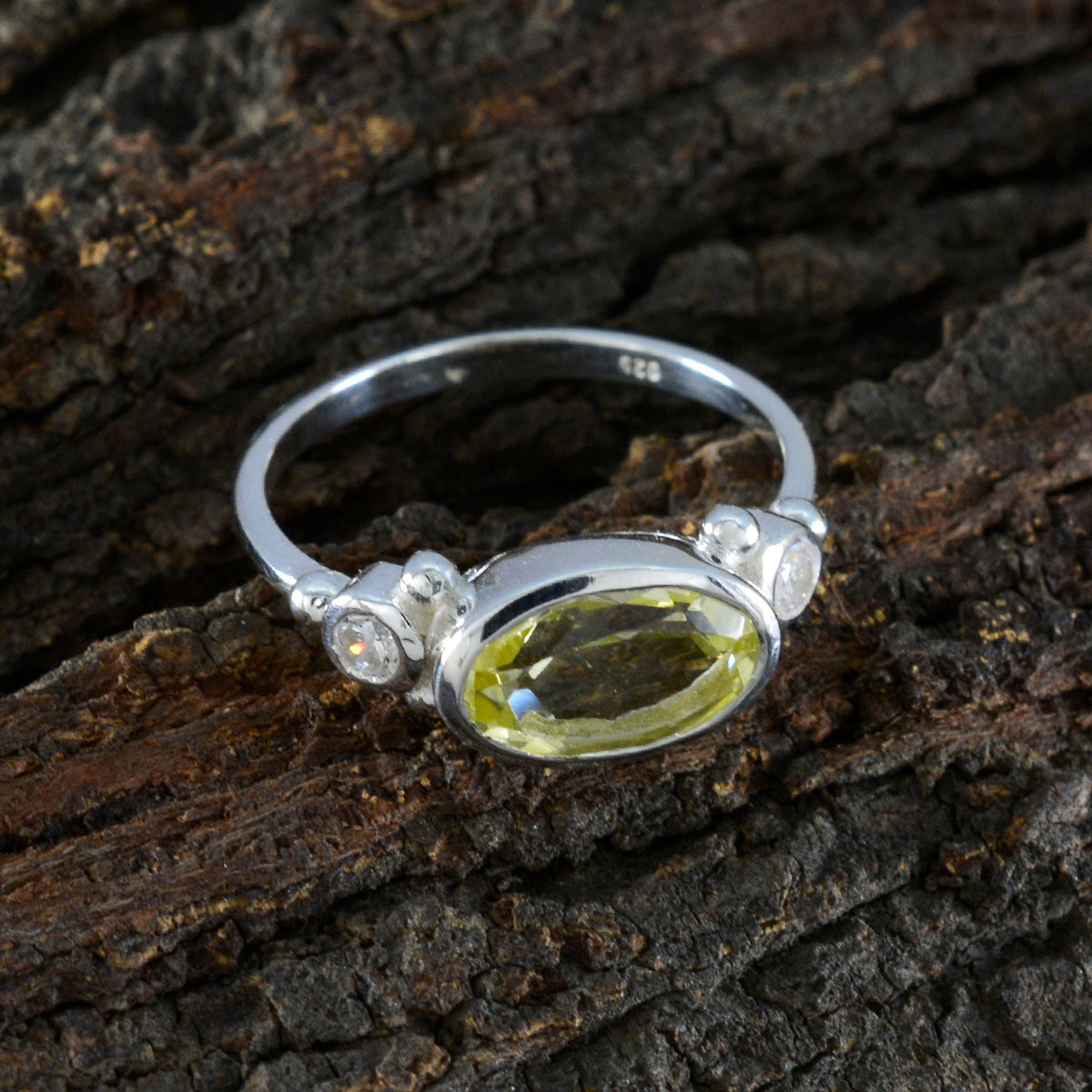 Lemon Quartz Trilogy Japanese 92.5 Silver Yellow Gemstone Whisper thin Boho Ring Jewelry