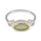 Lemon Quartz Trilogy Japanese 92.5 Silver Yellow Gemstone Whisper thin Boho Ring Jewelry