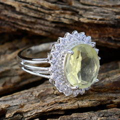 Lemon Quartz Halo African Silver Yellow Gemstone Classic Signet Ring Jewellery