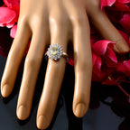 Lemon Quartz Halo French Sterling Silver Yellow Gems Tiny Trendy Ring Jewelry