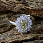 Lemon Quartz Halo French Sterling Silver Yellow Gems Tiny Trendy Ring Jewelry