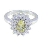 Lemon Quartz Halo French Sterling Silver Yellow Gems Tiny Trendy Ring Jewelry