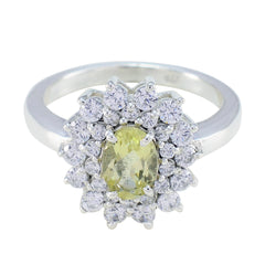 Lemon Quartz Halo French Sterling Silver Yellow Gems Tiny Trendy Ring Jewelry