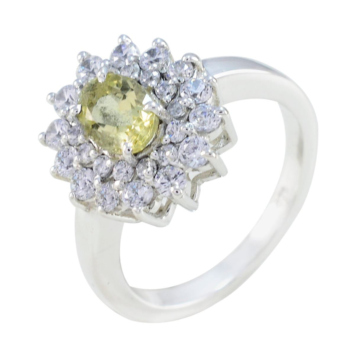 Bague tendance en argent sterling avec quartz citron et pierres précieuses jaunes Image secondaire du produit