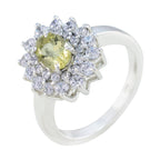 Lemon Quartz Halo French Sterling Silver Yellow Gems Tiny Trendy Ring Jewelry