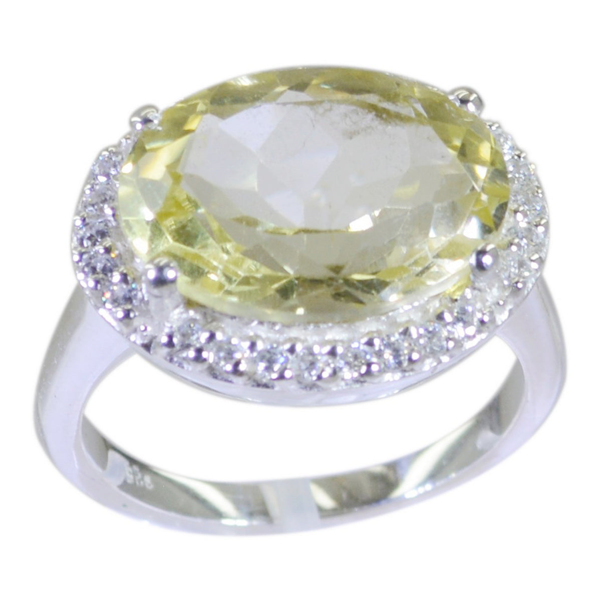 Lemon Quartz Halo Russian Silver Yellow Gemstones Versatile Modern Ring Jewellery Image principale du produit