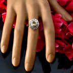 Lemon Quartz Halo Egyptian Sterling Silver Yellow Gems Tiny Glamorous Ring Jewelry