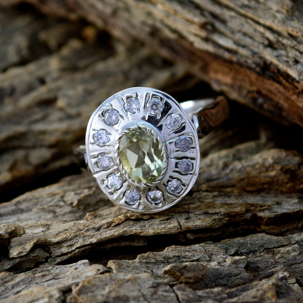Lemon Quartz Halo Egyptian Sterling Silver Yellow Gems Tiny Glamorous Ring Jewelry
