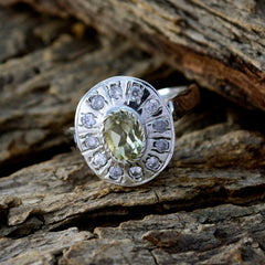 Lemon Quartz Halo Egyptian Sterling Silver Yellow Gems Tiny Glamorous Ring Jewelry