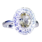 Lemon Quartz Halo Egyptian Sterling Silver Yellow Gems Tiny Glamorous Ring Jewelry