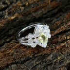 Lemon Quartz Halo Russian Sterling Silver Yellow Gemstones Tiny Love Ring Jewellery