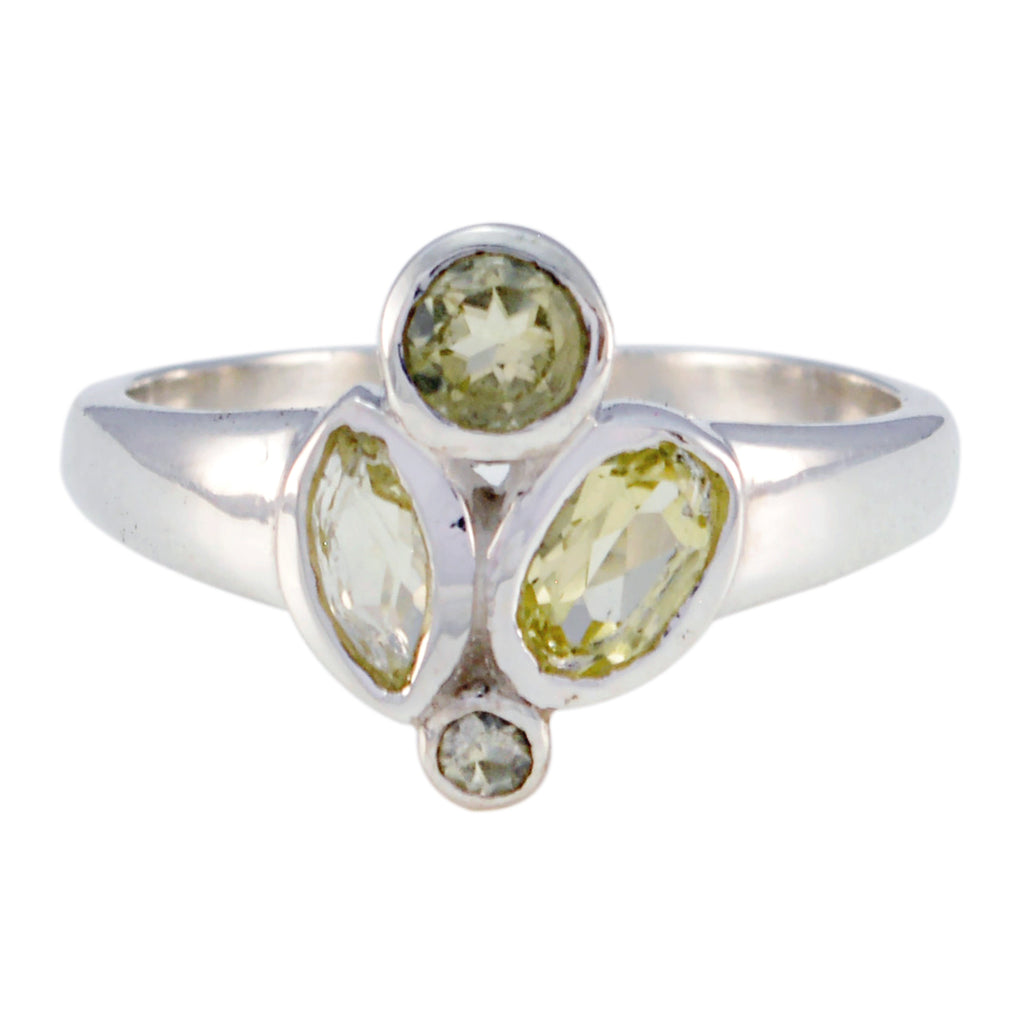 Lemon Quartz quarter Turkish 925 Sterling Silver Yellow Gemstones Whisper thin Abstract Ring Jewelry