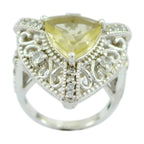 Lemon Quartz Halo Egyptian 925 Silver Yellow Gemstone Statement Filigree Ring Jewelry