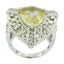 Lemon Quartz Halo Egyptian 925 Silver Yellow Gemstone Statement Filigree Ring Jewelry