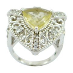 Lemon Quartz Halo Egyptian 925 Silver Yellow Gemstone Statement Filigree Ring Jewelry
