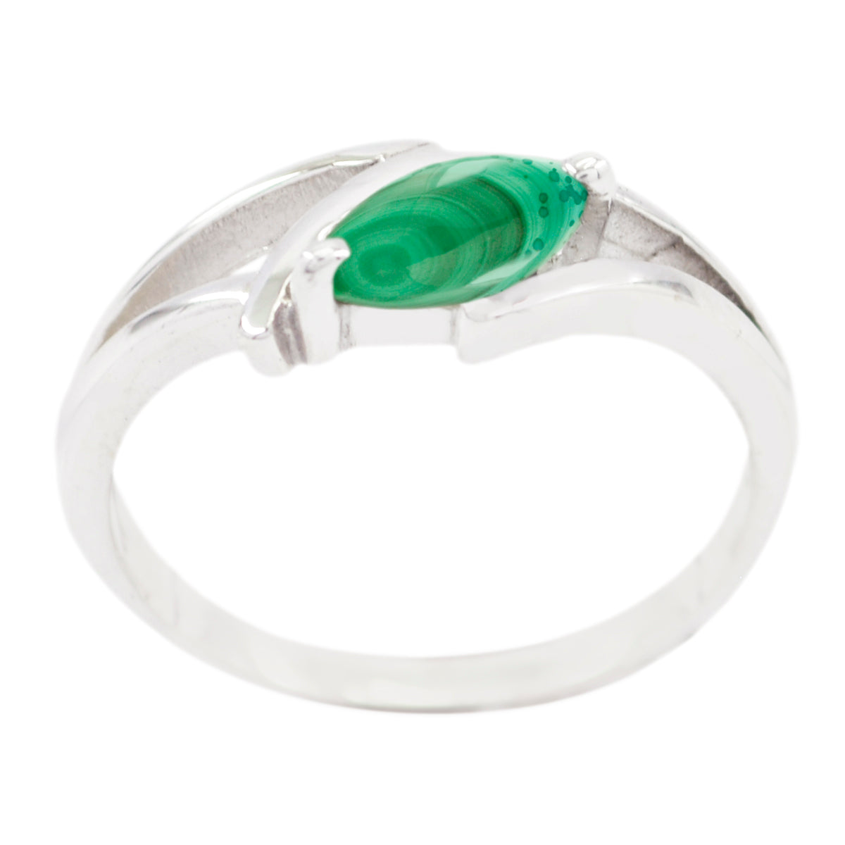Malachite Solitaire Korean 925 Sterling Silver Green Gems Dainty Trendy Ring Jewellery