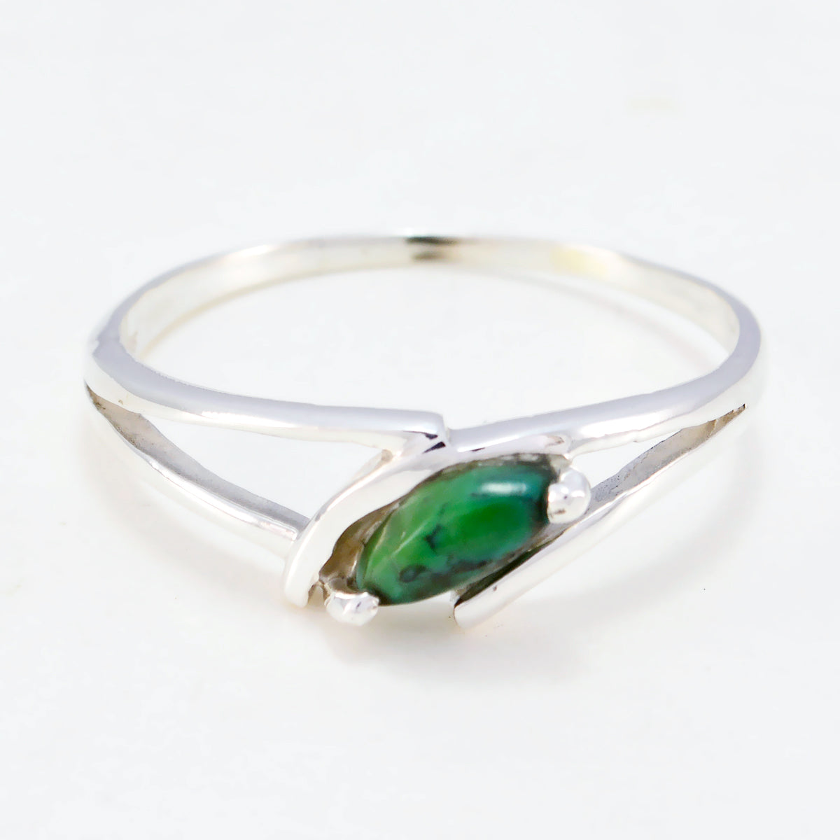 Malachite Solitaire Korean 925 Sterling Silver Green Gems Dainty Trendy Ring Jewellery