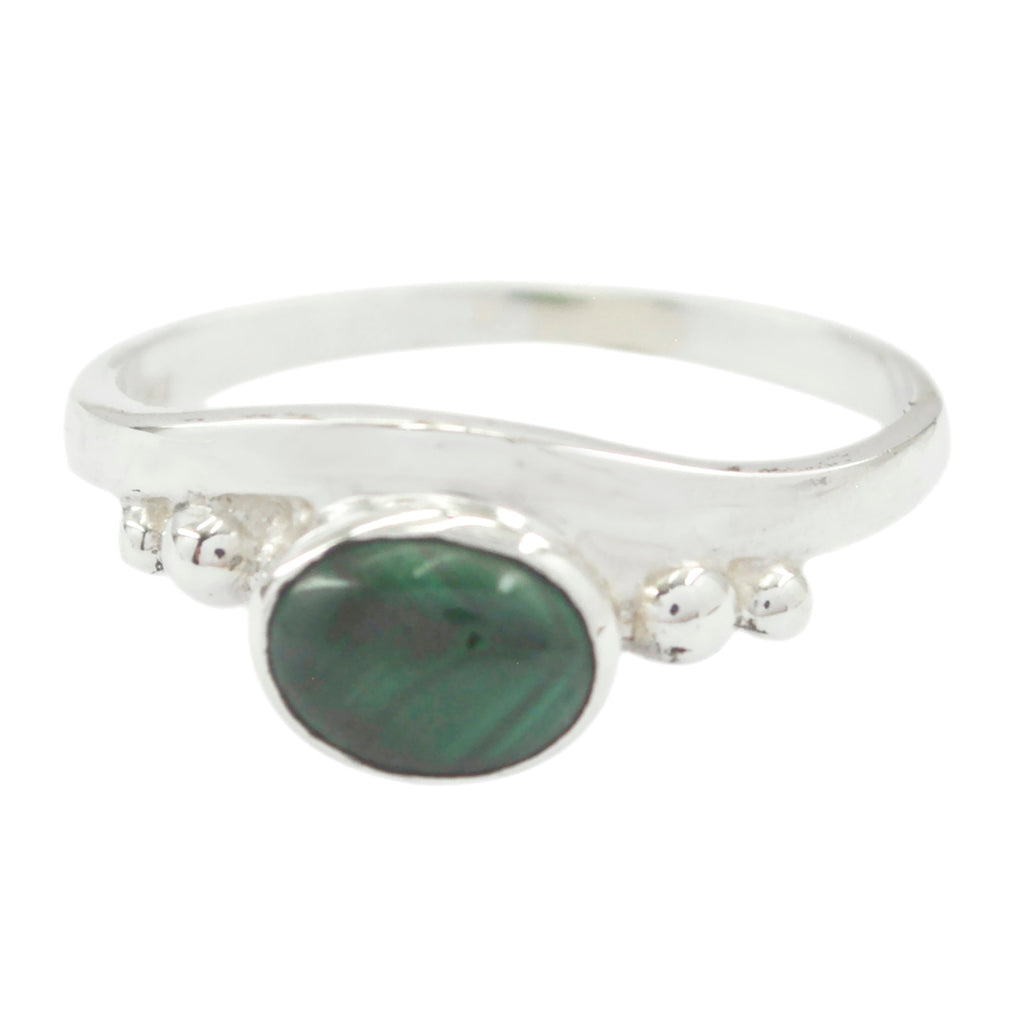 Malachite Solitaire Japanese 925 Silver Green Gems Delicate Luxurious Ring Jewellery