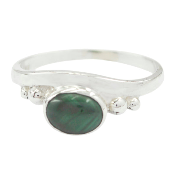 Malachite Solitaire Japanese 925 Silver Green Gems Delicate Luxurious Ring Jewellery