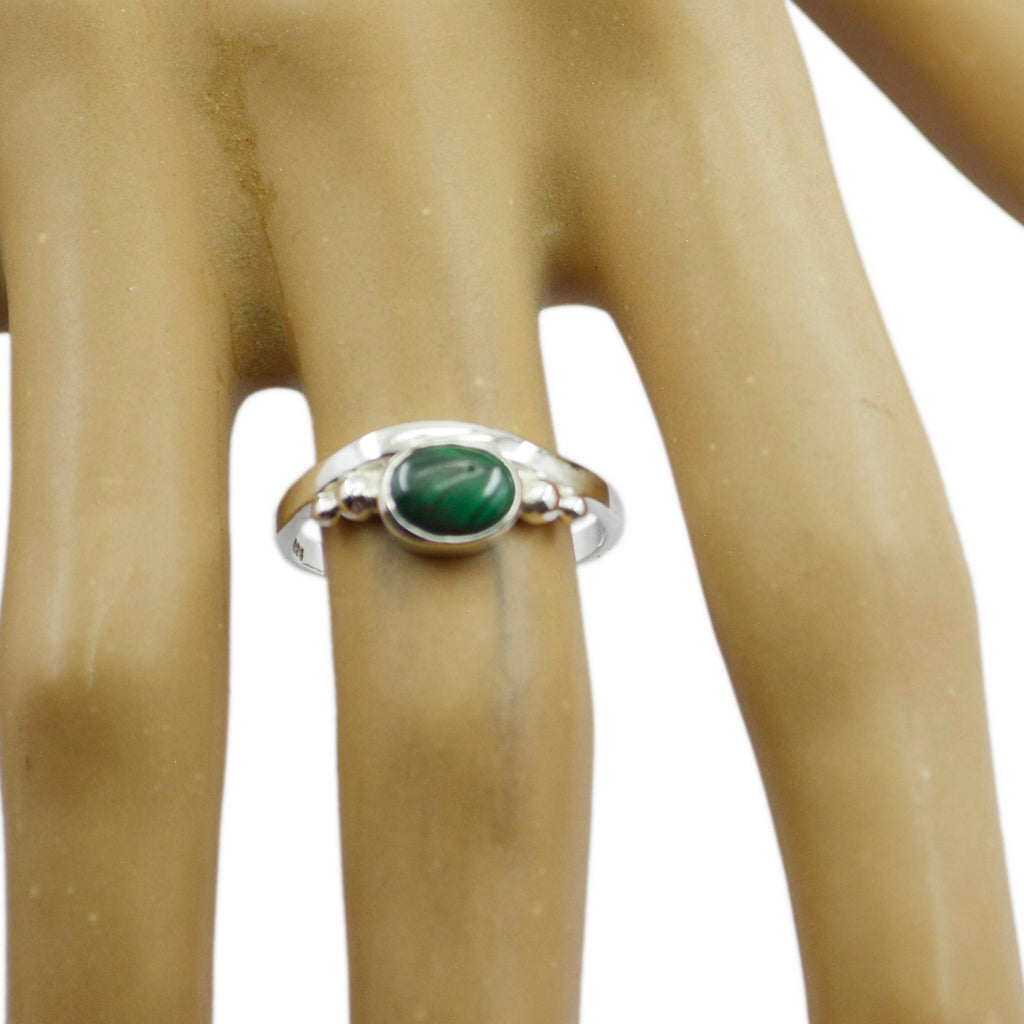 Malachite Solitaire Japanese 925 Silver Green Gems Delicate Luxurious Ring Jewellery