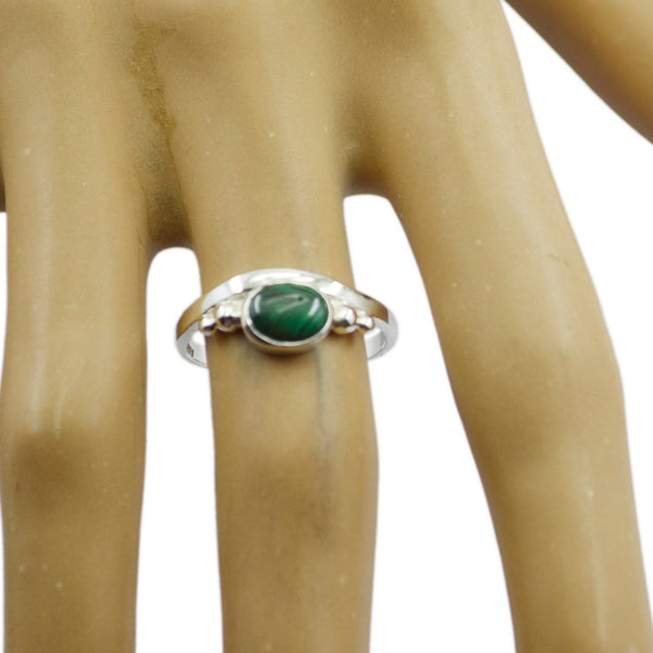 Malachite Solitaire Japanese 925 Silver Green Gems Delicate Luxurious Ring Jewellery
