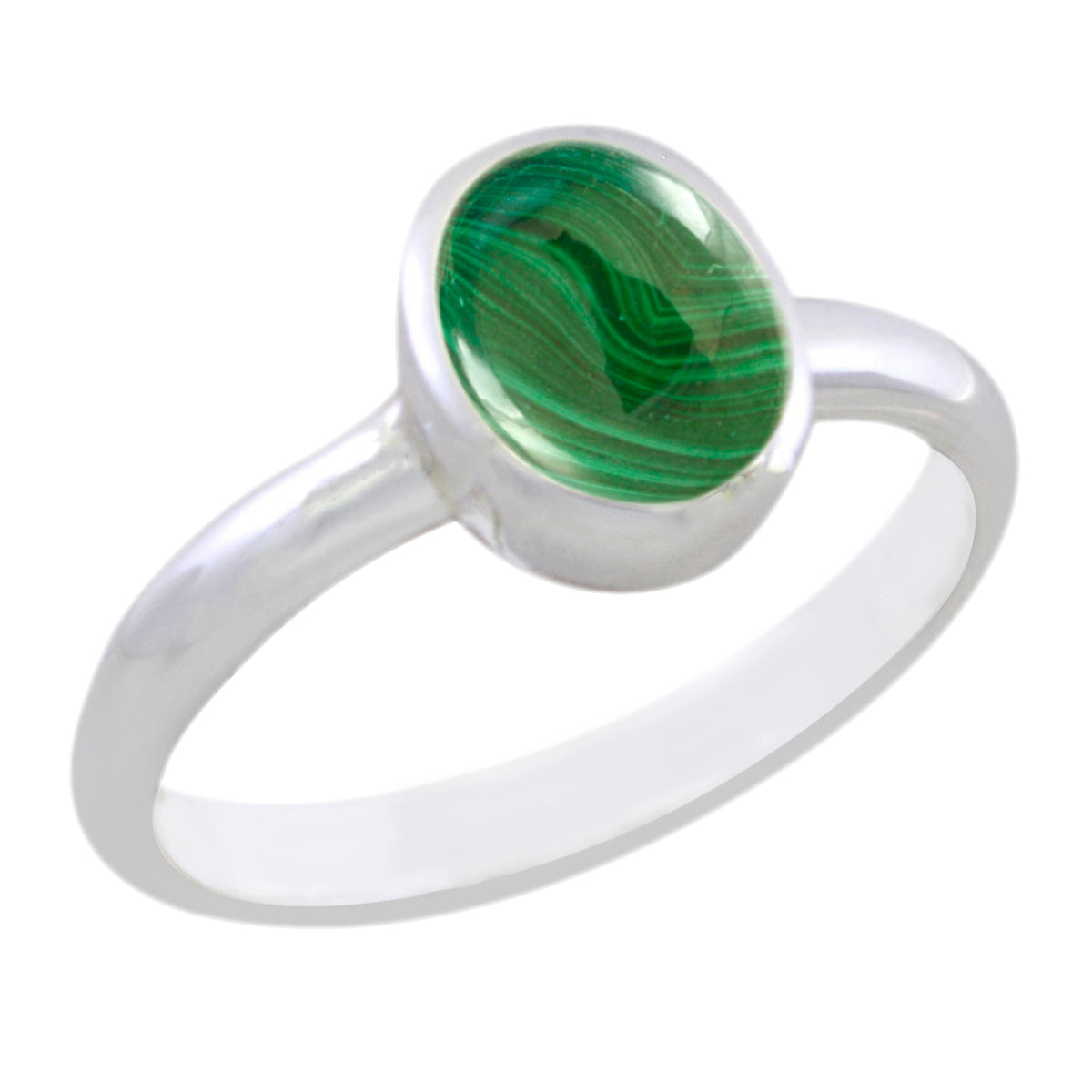 Malachite Solitaire Korean 925 Silver Green Gems Delicate Luxurious Ring Jewellery Immagine principale del prodotto