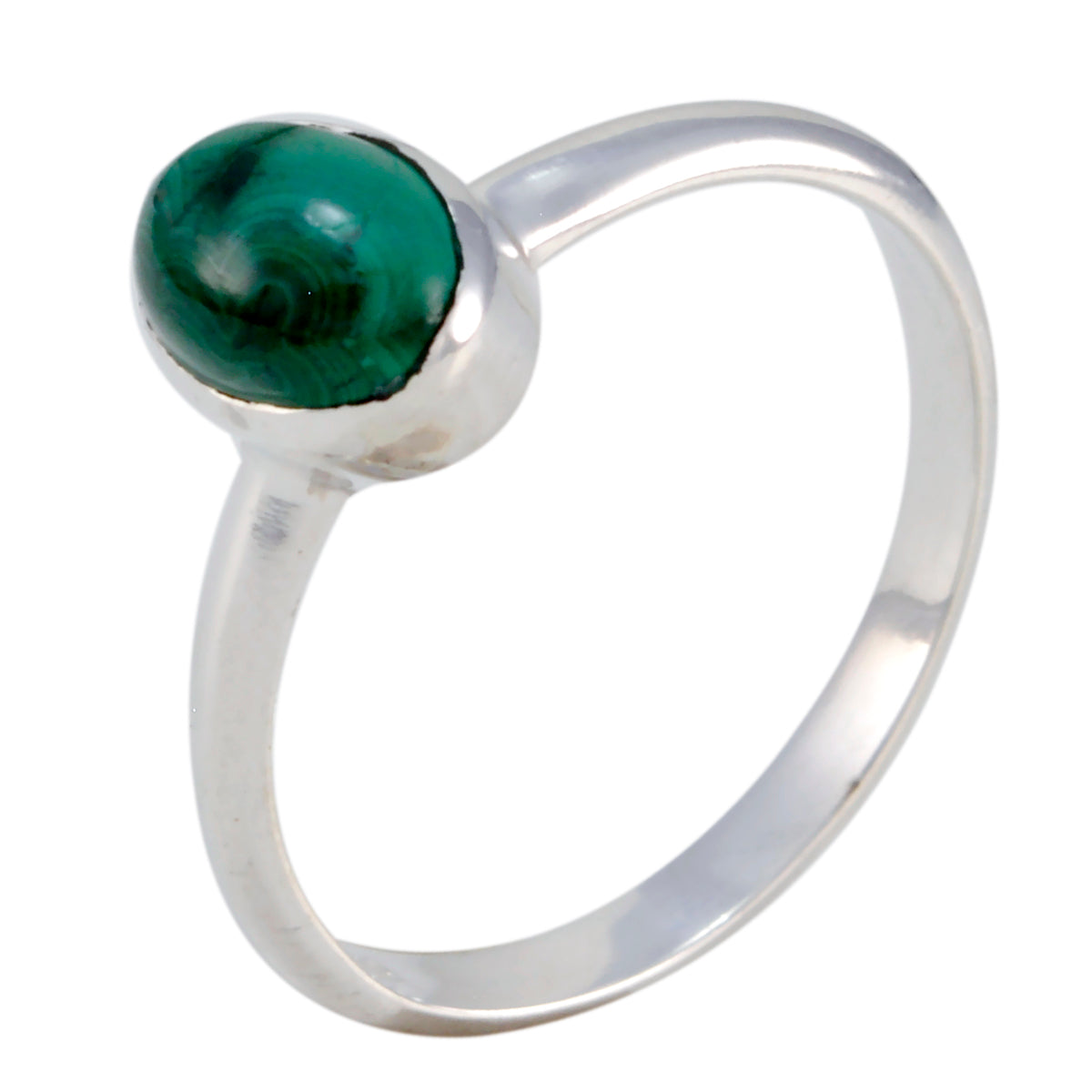 Anello di lusso delicato con gemme verdi in argento 925 coreano e solitario in malachite Immagine secondaria del prodotto