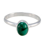 Malachite Solitaire Korean 925 Silver Green Gems Delicate Luxurious Ring Jewellery