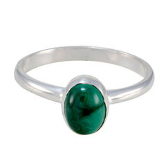 Malachite Solitaire Korean 925 Silver Green Gems Delicate Luxurious Ring Jewellery