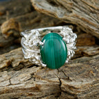 Malachit Solitär Lateinamerikanischer 92,5 Silber Grüner Edelstein Essential Rope Wire Ring Schmuck