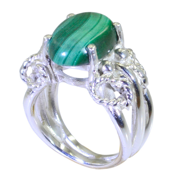 Malachite Solitaire Latin American 92.5 Silver Green Gemstone Essential  Rope Wire Ring Jewellery