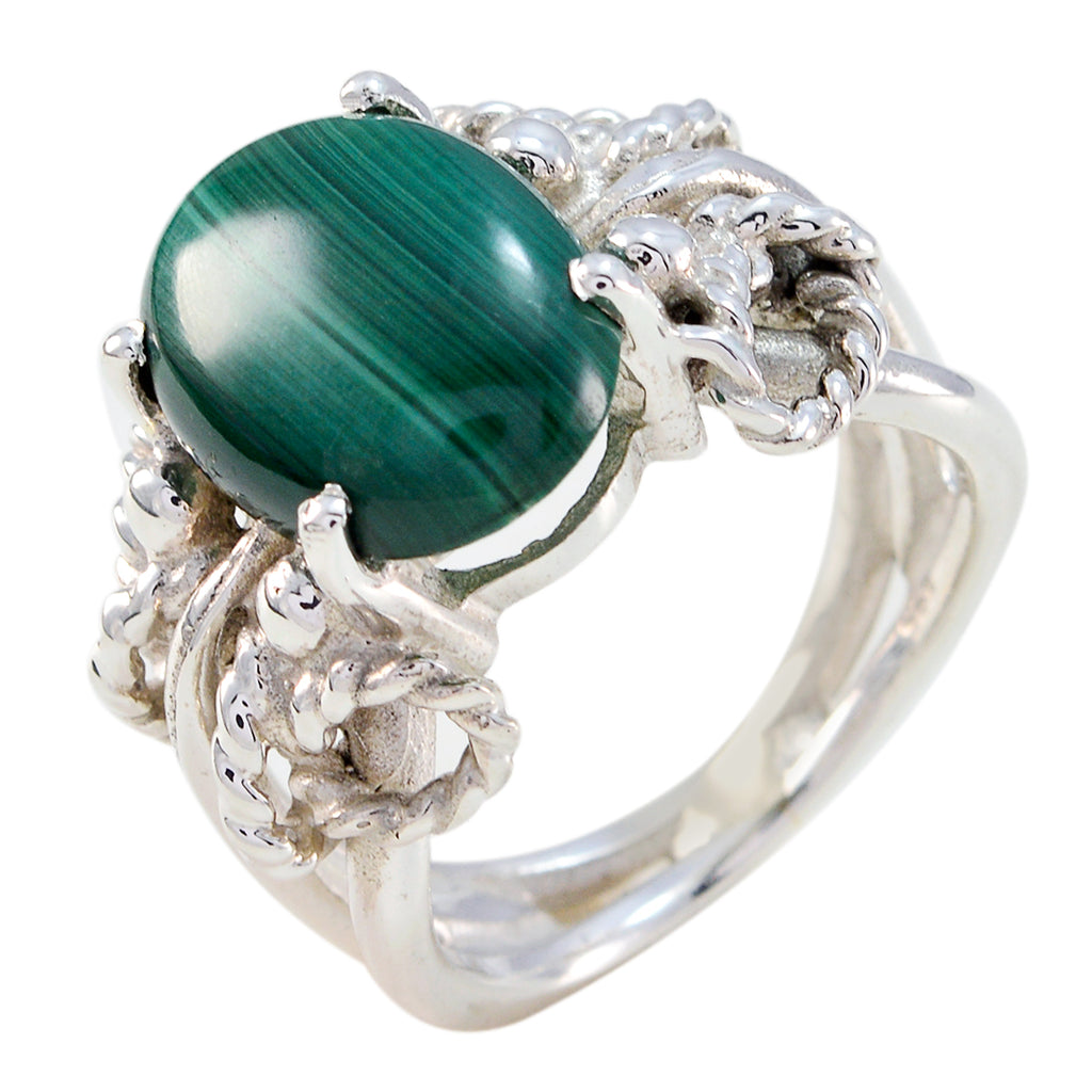Malachite Solitaire Latin American 92.5 Silver Green Gemstone Essential  Rope Wire Ring Jewellery