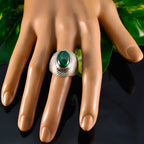 Malachit Solitär Französisch 925 Silber Grüner Edelstein Vielseitige Gravuren Ring Schmuck