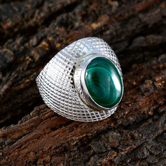 Malachite Solitaire French 925 Silver Green Gemstone Versatile engravings Ring Jewelry