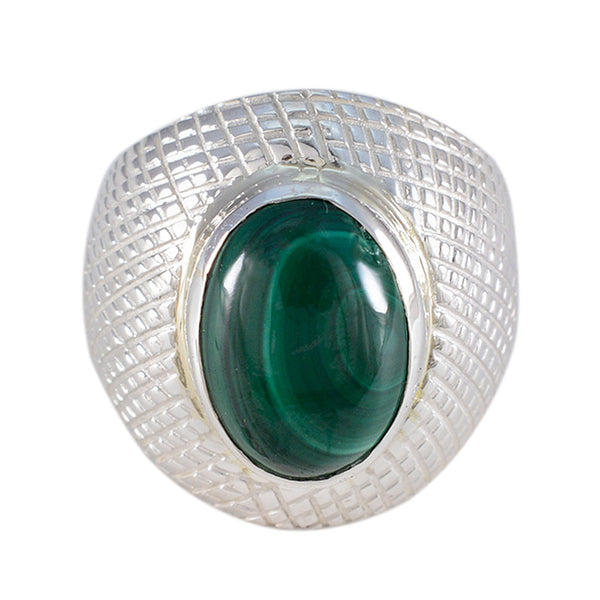 Malachite Solitaire French 925 Silver Green Gemstone Versatile engravings Ring Jewelry