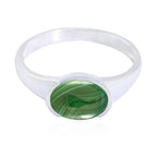 Malachite Solitaire American 92.5 Silver Green Gemstones Dainty Trendy Ring Jewellery