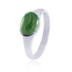 Malachite Solitaire American 92.5 Silver Green Gemstones Dainty Trendy Ring Jewellery
