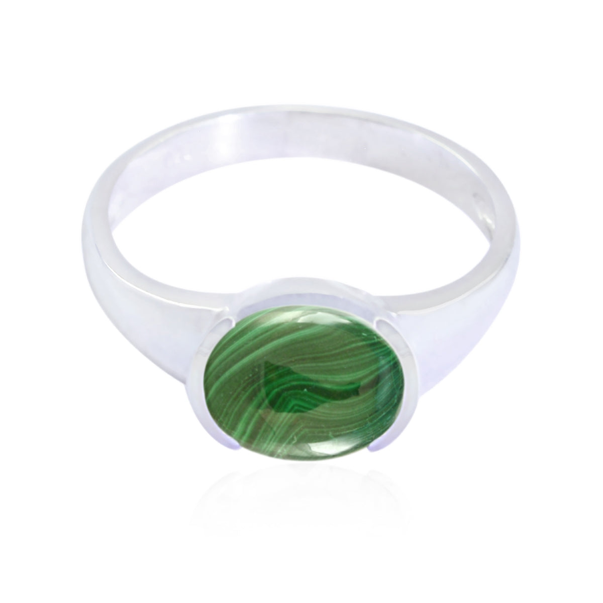 Malachite Solitaire American 92.5 Silver Green Gemstone Dainty Trendy Ring Jewellery Image principale du produit