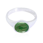 Malachite Solitaire American 92.5 Silver Green Gemstone Dainty Trendy Ring Jewellery